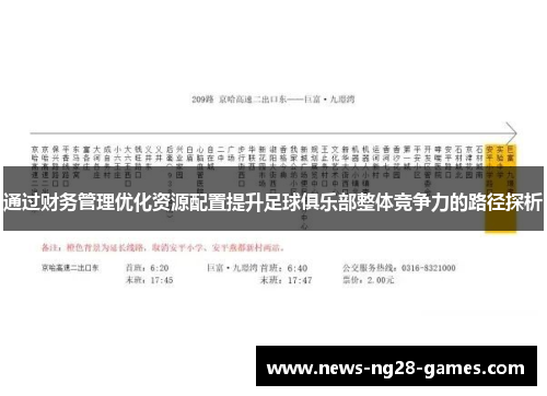通过财务管理优化资源配置提升足球俱乐部整体竞争力的路径探析