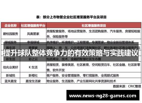 提升球队整体竞争力的有效策略与实践建议 提升球队整体竞争力的有效策略与实践建议